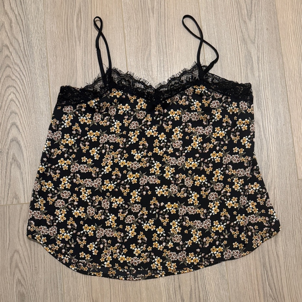 Wild Fable Black and Yellow Floral Cami